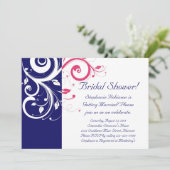 Invitation Fête des mariées Royal Blue, Fuchsia et White Swir (Debout devant)