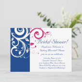 Invitation Fête des mariées Royal Blue, Fuchsia et White Swir (Debout devant)