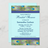 Invitation Fête des mariées Royal Turquoise Blue Peacock (Devant / Derrière)