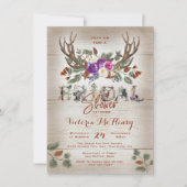 Invitation Fête des mariées Rustic Antlers & Pine Branches (Devant)