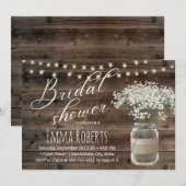 Invitation Fête des mariées Rustic Baby's Breath Floral Jar B (Devant / Derrière)