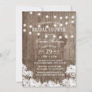 Invitation Fête des mariées Rustic Baby's Breath & String Lig