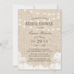 Invitation Fête des mariées Rustic Baby's Breath & String Lig