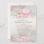 Invitation Fête des mariées Rustic Blush Rose Gold Tea Party (Devant)