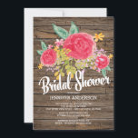 Invitation Fête des mariées Rustic Country Watercolor Flowers<br><div class="desc">Belles fleurs d'aquarelle rose sur un pays rustique bois arrière - plan invitation à la douche nuptiale avec une belle main lettré typographie police.  Joli ajout à votre douche de mariage campagnard,  douche de jardin nuptiale pour le printemps ou l'été.</div>