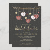Invitation Fête des mariées Rustic Folk Art Hearts (Devant / Derrière)