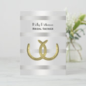 Invitation Fête des mariées Rustic Gold Horseshoe Silver Wht (Debout devant)