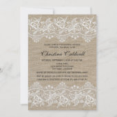Invitation Fête des mariées Rustic Jute et Lace Look (Devant)
