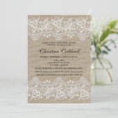 Invitation Fête des mariées Rustic Jute et Lace Look (Debout devant)