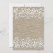 Invitation Fête des mariées Rustic Jute et Lace Look (Dos)