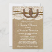 Invitation Fête des mariées Rustic Kraft & Lace Horseshoe (Devant)