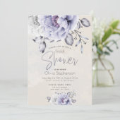 Invitation Fête des mariées | Rustic Lilac et Albâtre Peony (Debout devant)