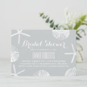 Invitation Fête des mariées Rustic Silver Beach Seashs (Debout devant)