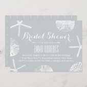 Invitation Fête des mariées Rustic Silver Beach Seashs (Devant / Derrière)