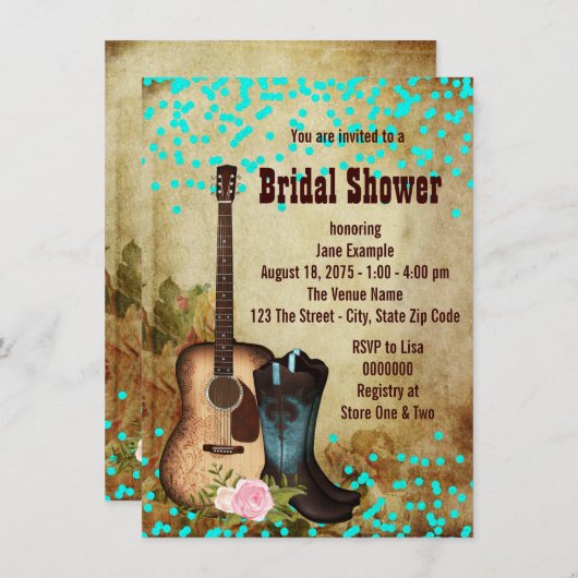 Invitation Fête des mariées rustique (Devant / Derrière)