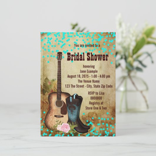 Invitation Fête des mariées rustique (Debout devant)