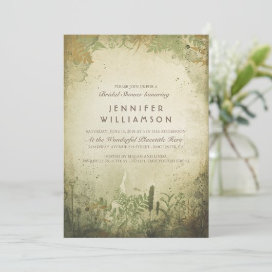 Invitation Fête des mariées rustique (Debout devant)