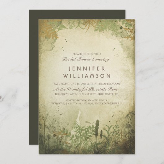 Invitation Fête des mariées rustique (Devant / Derrière)