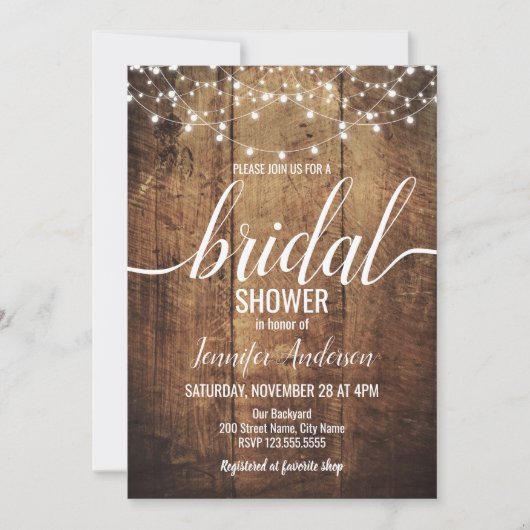 Invitation Fête des mariées rustique (Devant)