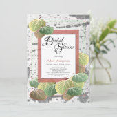 Invitation Fête des mariées rustique Aspen Bark et Feuille (Debout devant)