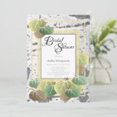 Invitation Fête des mariées rustique Aspen Bark et Feuille (Debout devant)