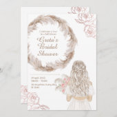 Invitation Fête des mariées rustique blanche (Devant / Derrière)