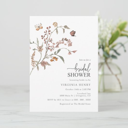 Invitation Fête des mariées Rustique Boho (Debout devant)