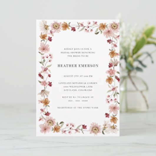 Invitation Fête des mariées Rustique Boho (Debout devant)