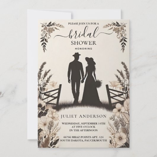 Invitation Fête des mariées rustique Boho Boho Boho Garden Sp (Devant)