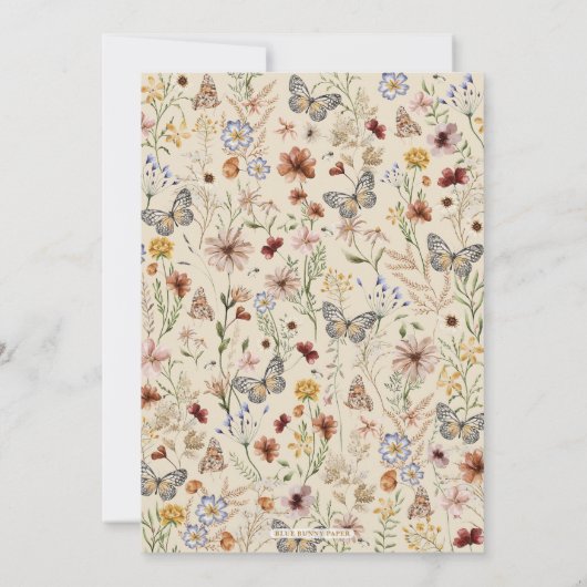 Invitation Fête des mariées Rustique Boho Floral Butterflies (Dos)