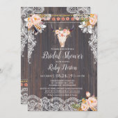 Invitation Fête des mariées Rustique Boho Floral et String Li (Devant / Derrière)