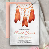 Invitation Fête des mariées Rustique Boho Peach Dream Catcher