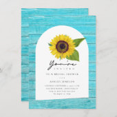 Invitation Fête des mariées Rustique Boho Sunflower Wood (Devant / Derrière)