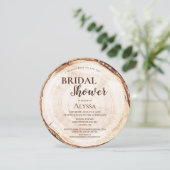 Invitation Fête des mariées rustique Bois coupé Grain personn (Debout devant)