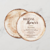 Invitation Fête des mariées rustique Bois coupé Grain personn (Devant / Derrière)