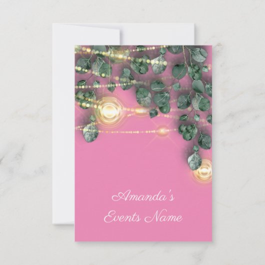 Invitation Fête des mariées Rustique Bois or rose pots Lumièr (Dos)