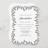 Invitation Fête des mariées rustique Bordure Feuille noire et (Devant / Derrière)