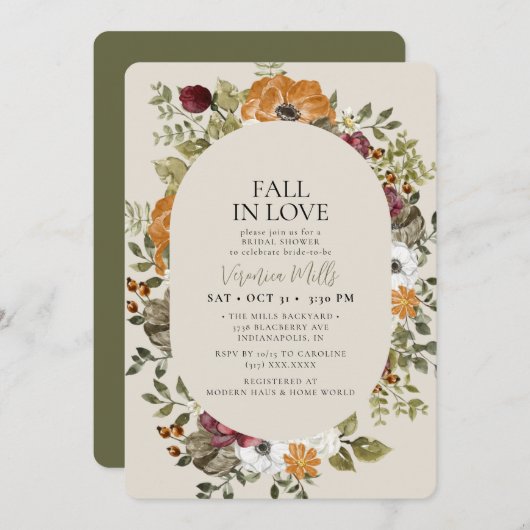 Invitation Fête des mariées Rustique Botanique Verte Sage Rus (Devant / Derrière)