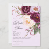 Invitation Fête des mariées Rustique Bourgogne & Pies Roses (Devant)