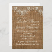 Invitation Fête des mariées Rustique Burlap Et Dentelle Invit (Devant / Derrière)