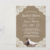 Invitation Fête des mariées Rustique Burlap White Lace Lovebi (Devant / Derrière)