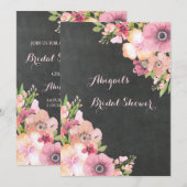 Invitation Fête des mariées Rustique Chalkboard rose Fleurs (Devant / Derrière)