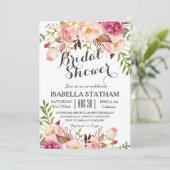 Invitation Fête des mariées rustique Chic Florale2 (Debout devant)