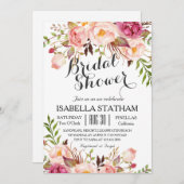 Invitation Fête des mariées rustique Chic Florale2 (Devant / Derrière)