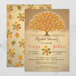 Invitation Fête des mariées rustique d'automne avec lumières
