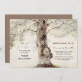 Invitation Fête des mariées rustique de chêne (Devant / Derrière)