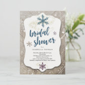 Invitation Fête des mariées Rustique de neige hivernale (Debout devant)