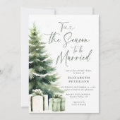 Invitation Fête des mariées rustique de sapin de Noël d'hiver (Devant)
