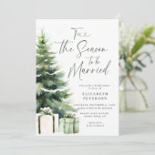 Invitation Fête des mariées rustique de sapin de Noël d'hiver (Debout devant)