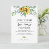 Invitation Fête des mariées rustique de tournesol Eucalyptus (Debout devant)